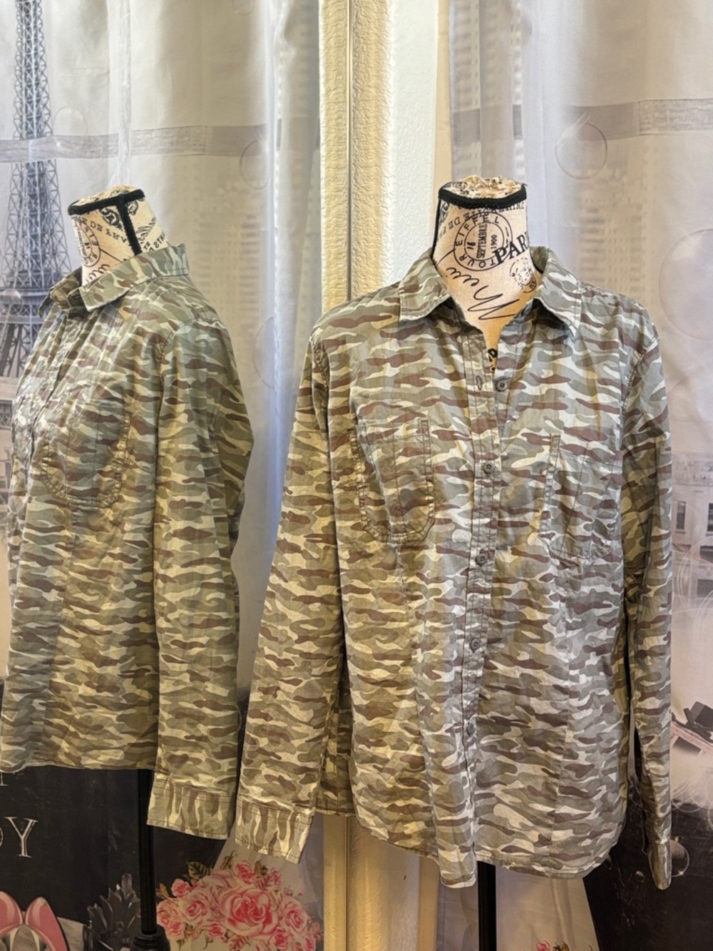 Faded Glory Women's Button Down Camo Shirt